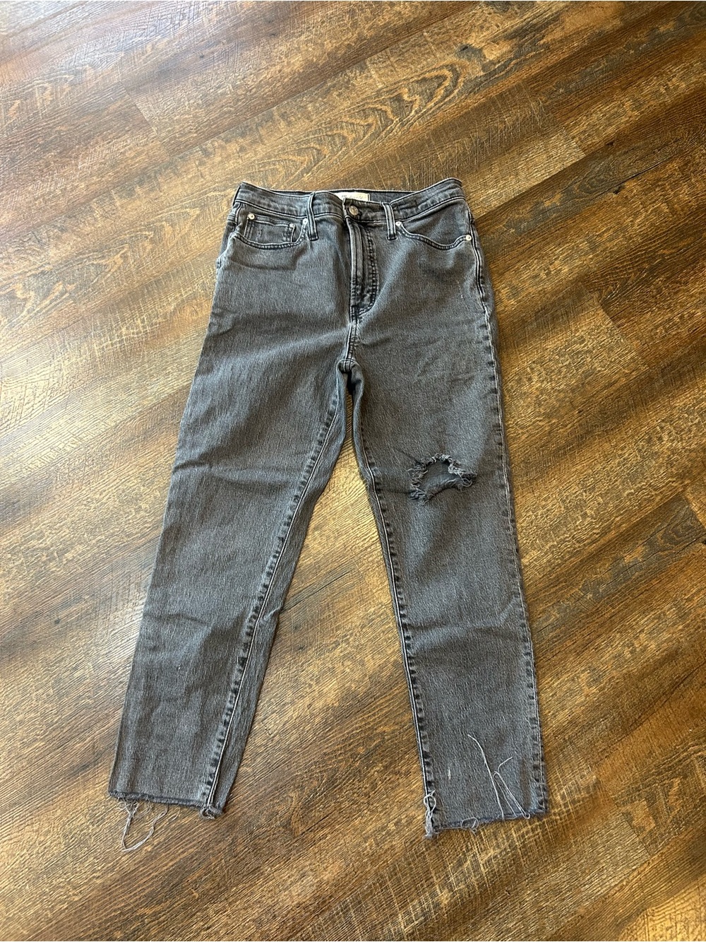 Madewell High-Rise Black Washed Distressed Jeans